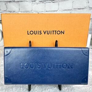 Louis Vuitton blue leather sunglasses, eyeglass case w/ cleaning CLOTH and box